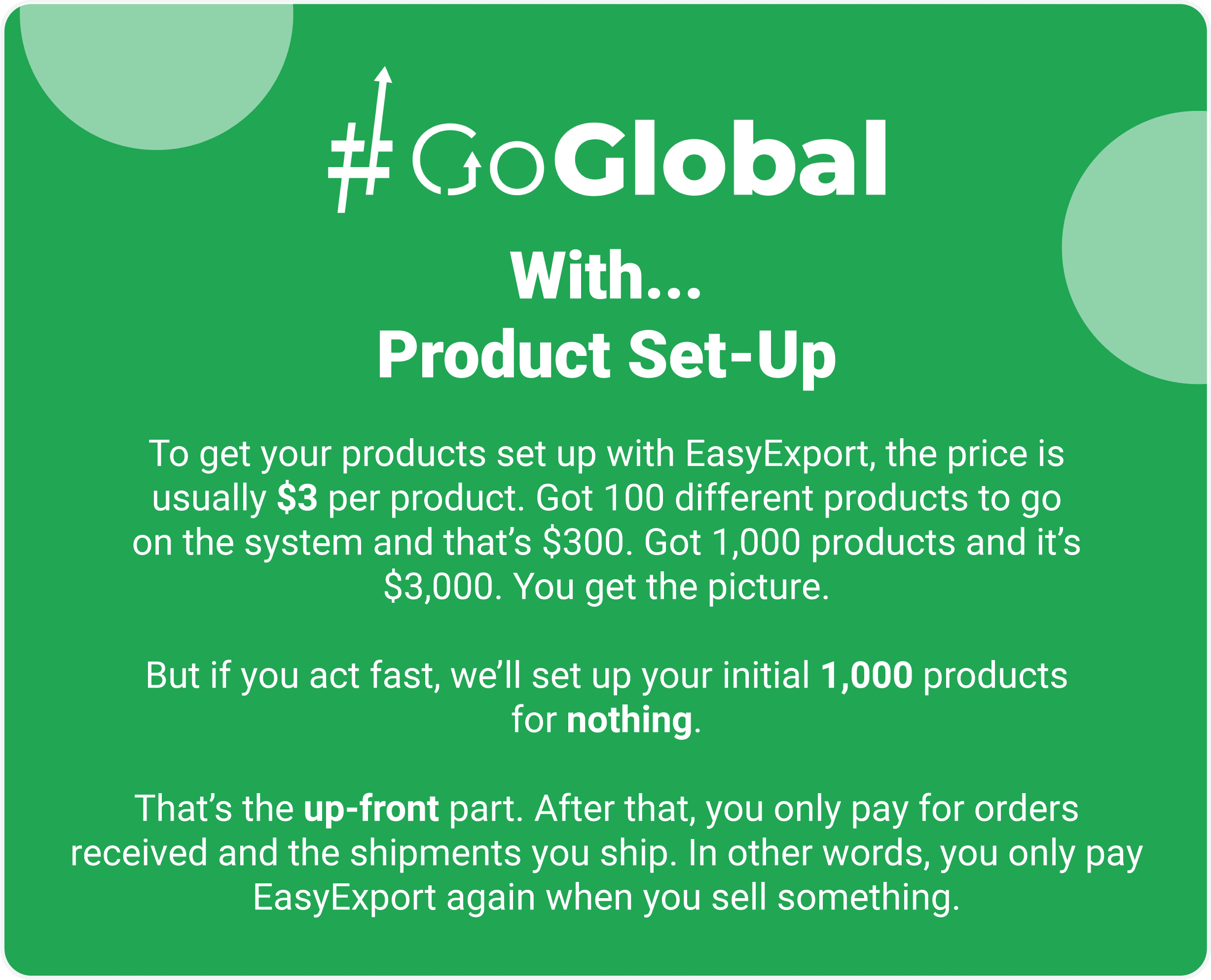 EasyExport - GoGlobal - American Sellers - Product Set-up